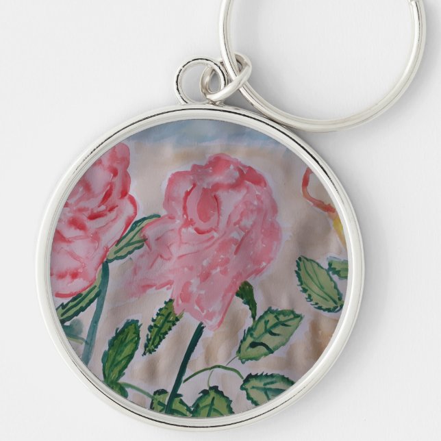Abstract Summer Roses Premium Keychain (Front)