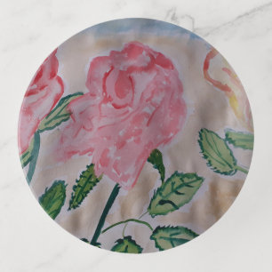 Abstract Summer Roses Trinket Tray
