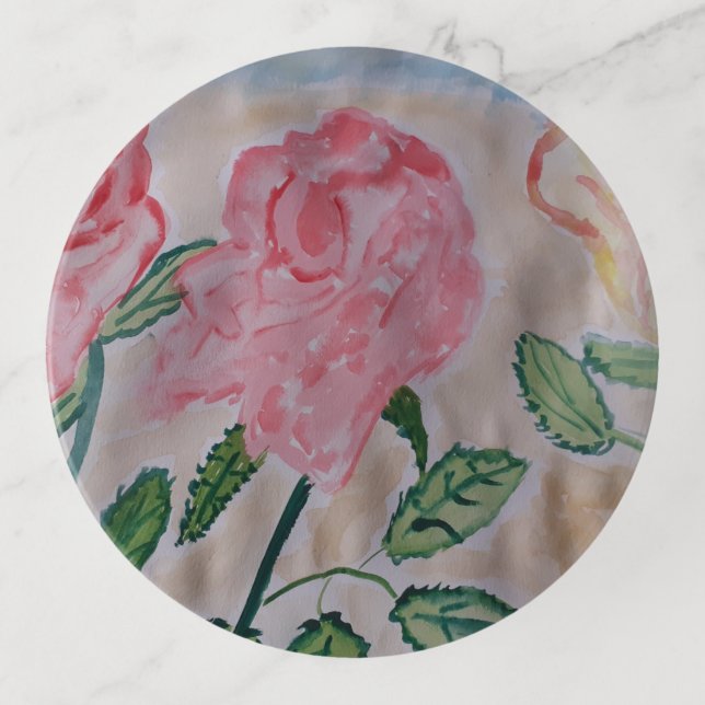Abstract Summer Roses Trinket Tray (Front)