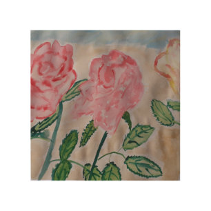 Abstract Summer Roses Wood Wall Art