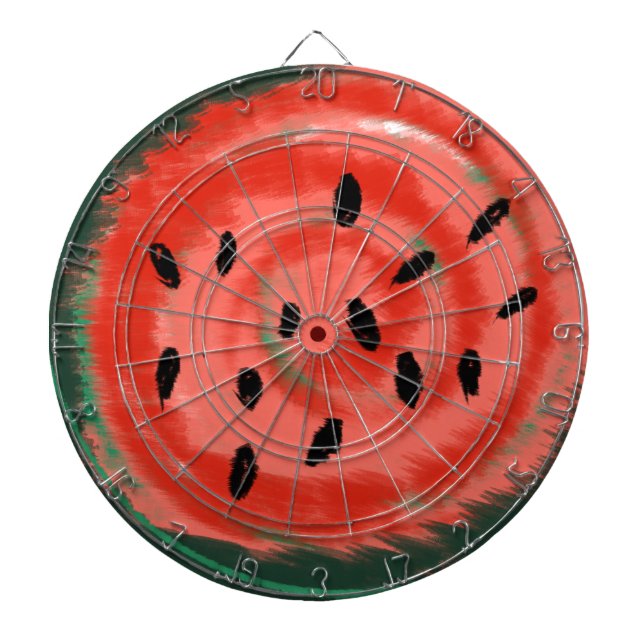 Abstract Summer Swirly Red Watermelon Dart Board (Front)