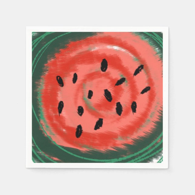 Abstract Summer Swirly Red Watermelon Napkins (Front)