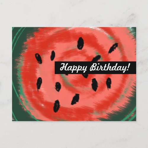 Abstract Summer Swirly Red Watermelon Postcard