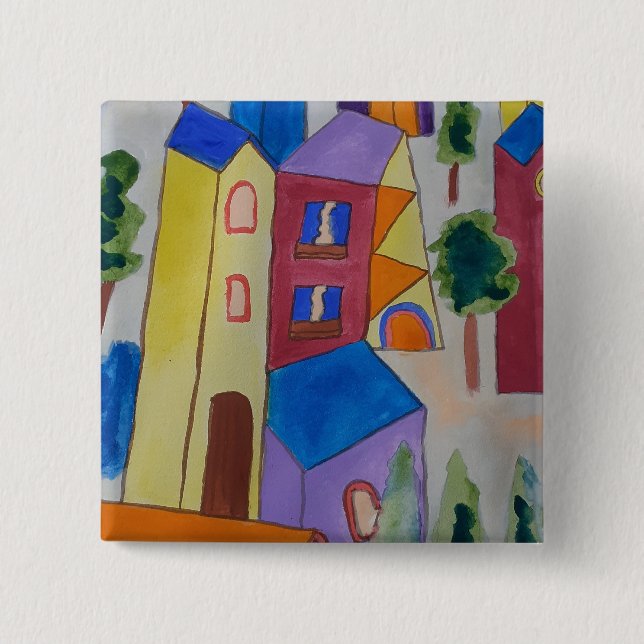 Abstract Summer Village  Button (Front)