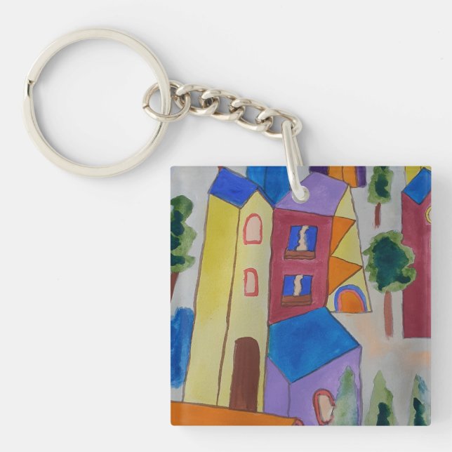 Abstract Summer Village  Keychain (Front)
