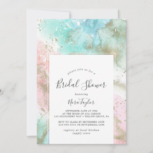 Abstract Summer Watercolor Bridal Shower Invitation