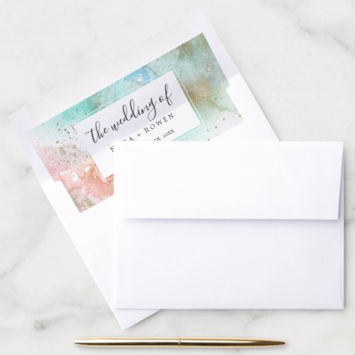 Abstract Summer Watercolor Wedding Envelope Liner