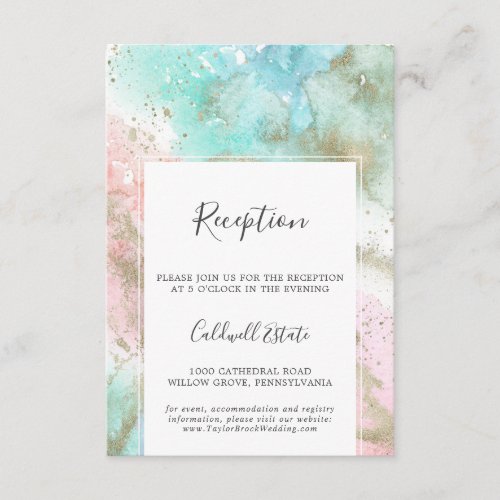 Abstract Summer Wedding Reception Insert Card
