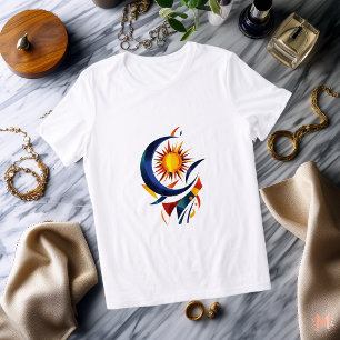 Abstract Sun and Moon T-Shirt Colorful Celestial Tri-Blend Shirt