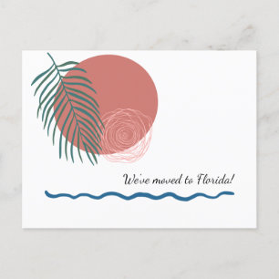 Abstract Sun and Palm Frond New Address Announcement Postcard
