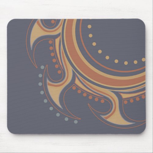 Abstract Sun elegant ornamental in blue ochre Mouse Pad