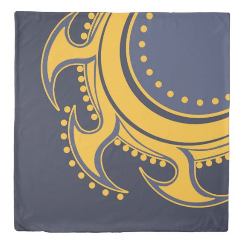 Abstract Sun elegant ornamental in blue yellow Duvet Cover