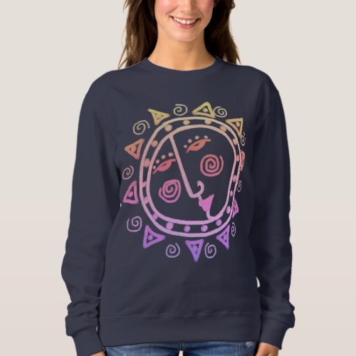 Abstract Sun Face Wearable Art Sweatshirt
