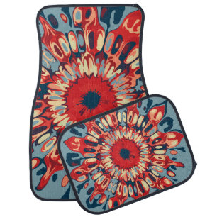 Abstract SUN FLOWER - red blue + your backgr. Car Mat