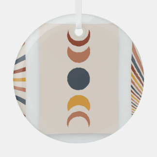 Abstract Sun Moon Boho Posters Glass Ornament
