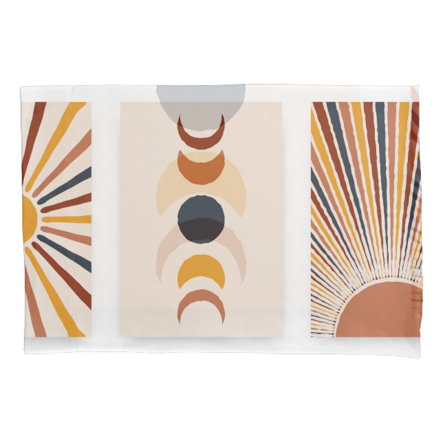 Abstract Sun Moon Boho Posters Pillow Case (Front)