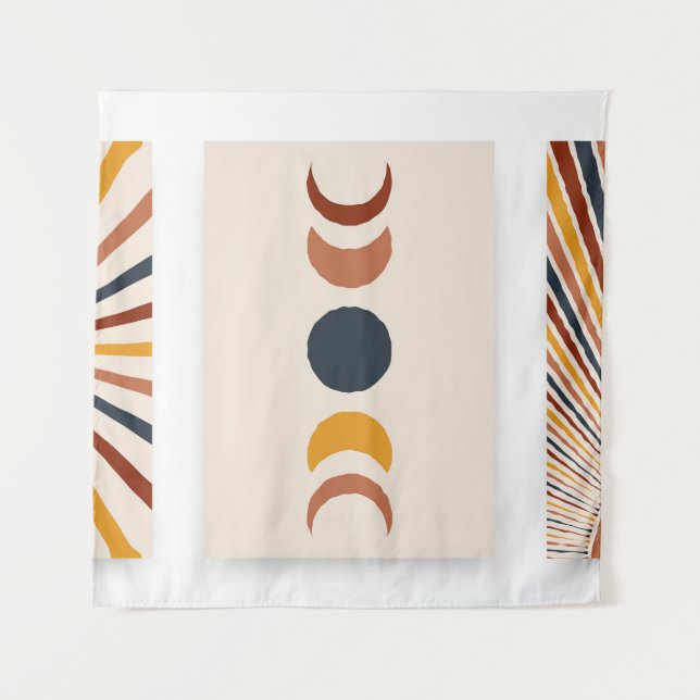 Abstract Sun Moon Boho Posters Tapestry (Front)
