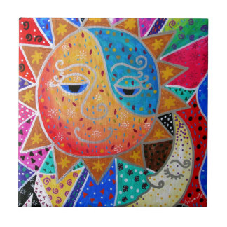 Abstract Sun & Moon by Prisarts Tile