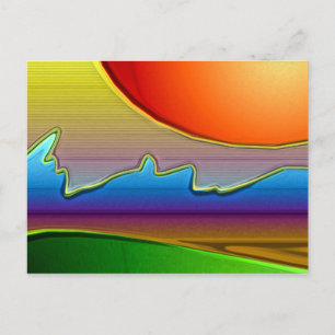 Abstract Sun Over Waves Art Postcard