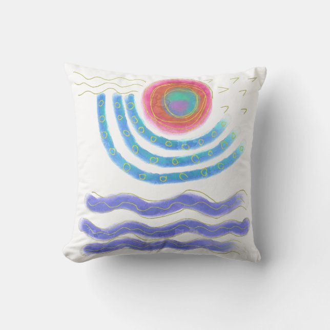 Abstract Sun Painting Throw Pillow (Front)
