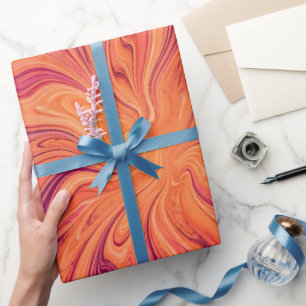 Abstract Sun Ray Burst Orange Wrapping Paper