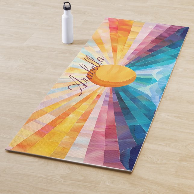 Abstract Sun Rays And Sea Horizon Yoga Mat (In Situ)