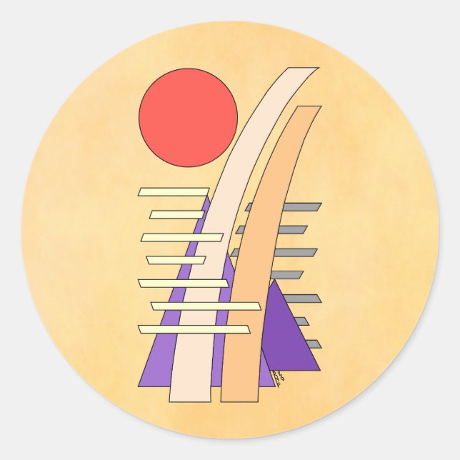 Abstract Sun, Shadows, Reflections, and Structures Classic Round Sticker (Front)