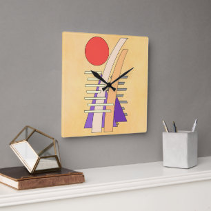 Abstract Sun, Shadows, Reflections, and Structures Square Wall Clock