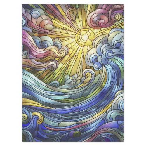 Abstract Sun Wave Stained Glass Tissue Paper