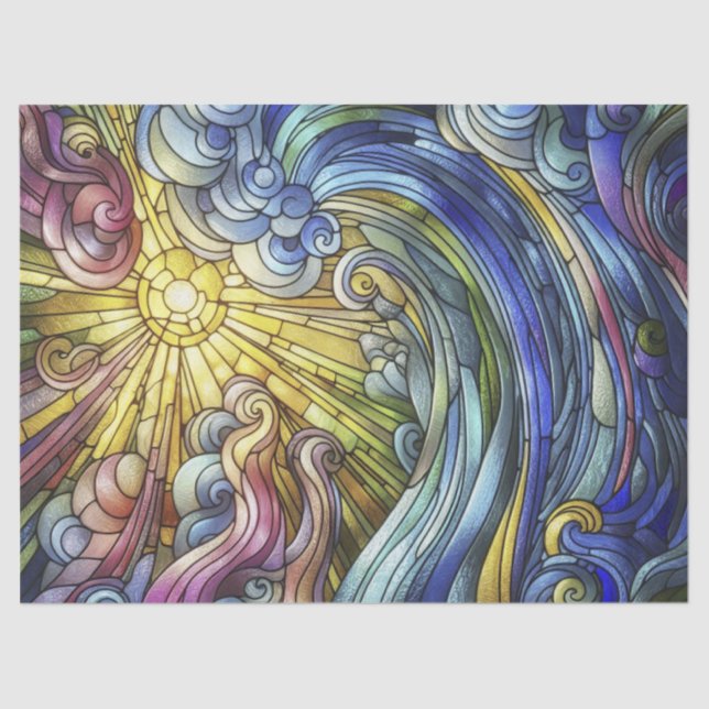 Abstract Sun Wave Stained Glass Tissue Paper (Front)