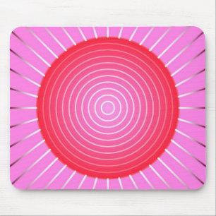 Abstract sunburst in coral, pink and silver mouse pad