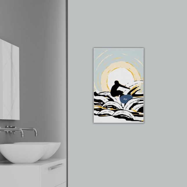 Abstract Sundown Ocean Surfer Poster (Abstract Sundown Ocean Surfer Poster - Bathroom)