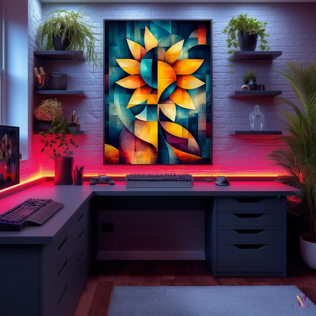 Abstract Sunflower Art - Geometric Bloom in Bold  Poster (Creator Uploaded)
