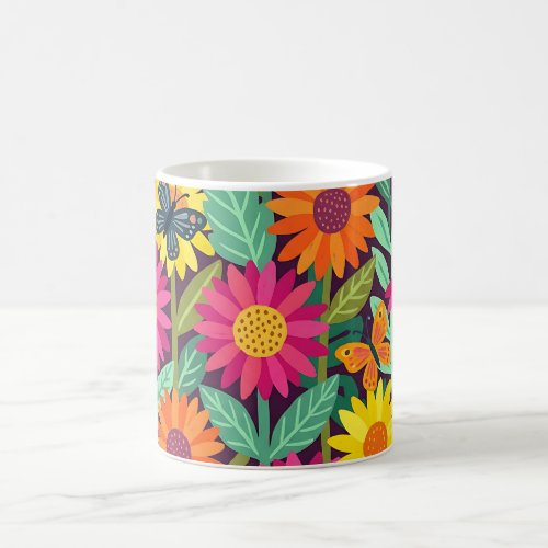 Abstract Sunflower Butterfly Garden Coffee Mug