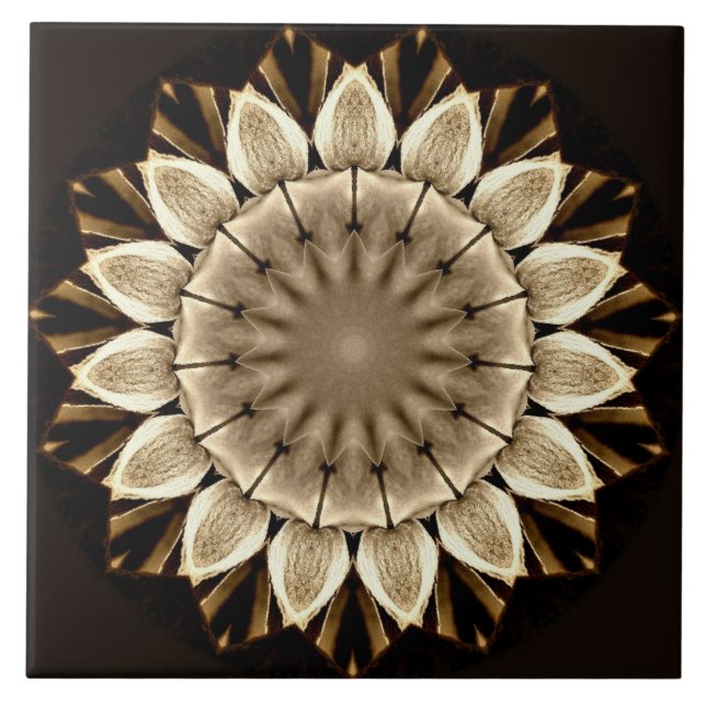 Abstract sunflower decorative design ceramic tile (Front)