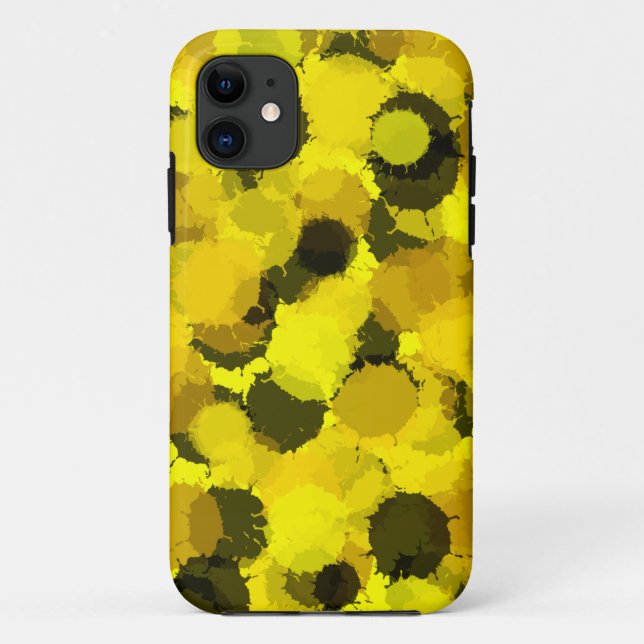 Abstract sunflower dots art yellow brown circles Case-Mate iPhone case (Back)