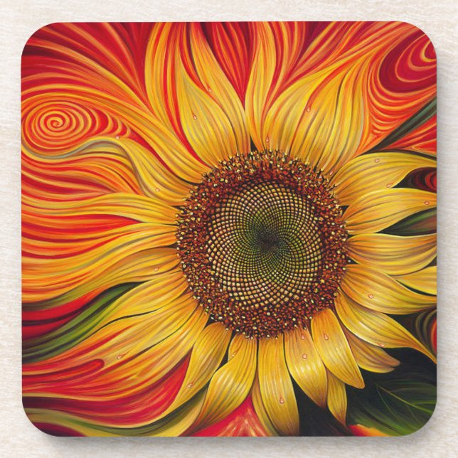 Abstract Sunflower Drink Coaster (Front)