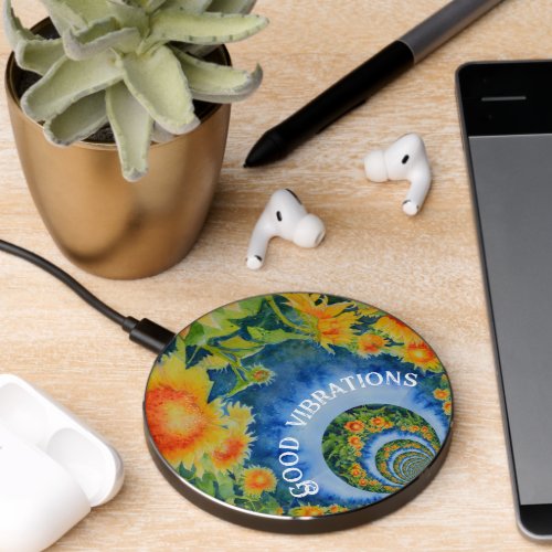 Abstract sunflower field  retro floral     wireless charger 