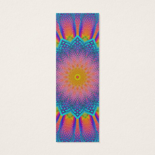 Abstract Sunflower Fractal Pixel Blue Bookmark (Back)