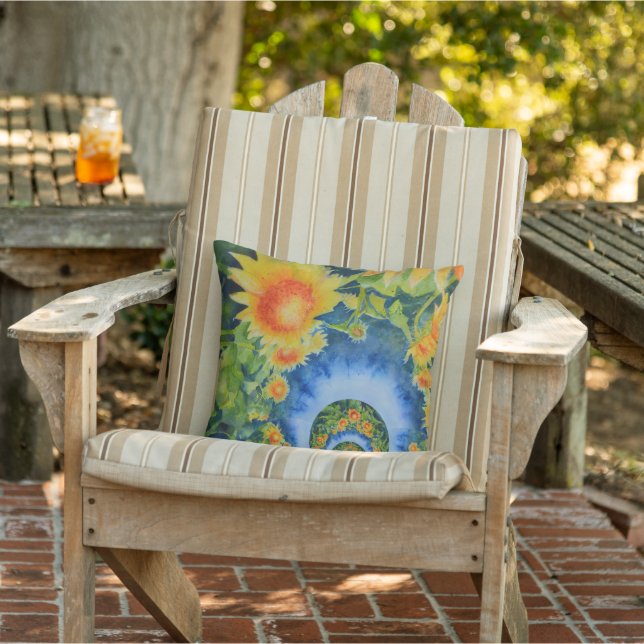 Abstract Sunflower mandala  Outdoor Pillow (Chair)