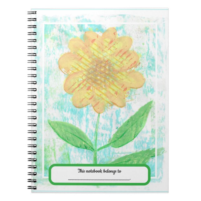 Abstract Sunflower Notebooks with Personalization (Front)