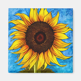 Abstract Sunflower Painting Magnet