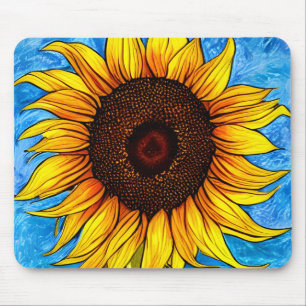 Abstract Sunflower Painting Mouse Pad