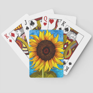 Abstract Sunflower Painting Poker Cards