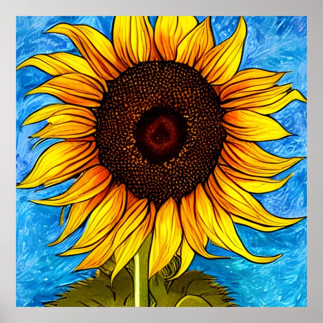 Abstract Sunflower Painting Poster (Front)
