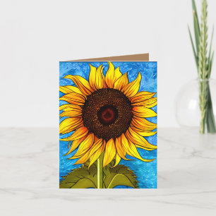 Abstract Sunflower Painting Thank You Card