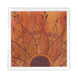 Abstract Sunflower Pattern Acrylic Tray