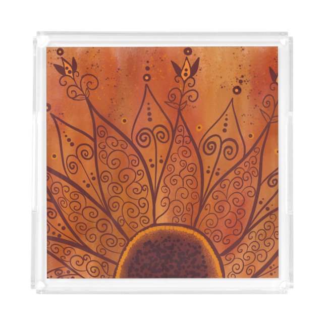 Abstract Sunflower Pattern Acrylic Tray (Front)