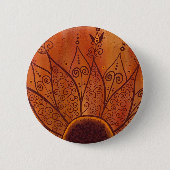 Abstract Sunflower Pattern Button (Front)