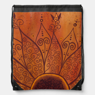 Abstract Sunflower Pattern Drawstring Bag